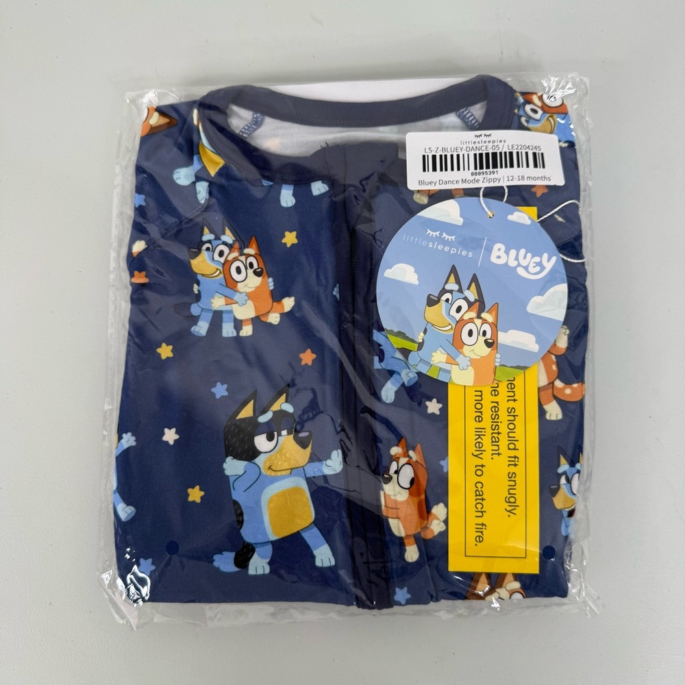 Little Sleepies Bluey Dance Mode Long Sleeve Zippy Size 12-18m